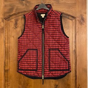 J Crew quilted vest, plaid